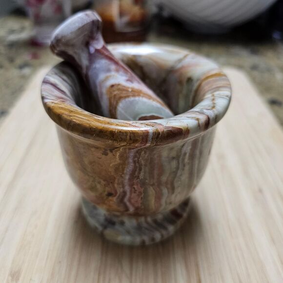 Marble Mortar and Pestle Set grinder for herbs, spices & nuts, housewarming gift - Picture 11 of 11